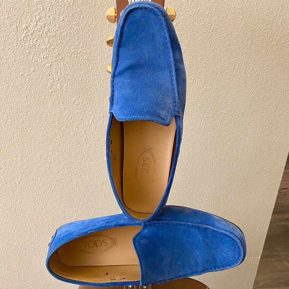 TOD'S Mens Blue Suede Driving Shoe